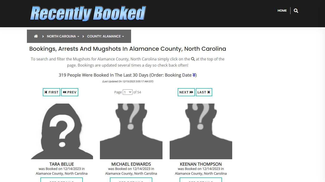 Recent bookings, Arrests, Mugshots in Alamance County, North Carolina
